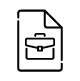 A black cartoon icon of a document for employment contract
